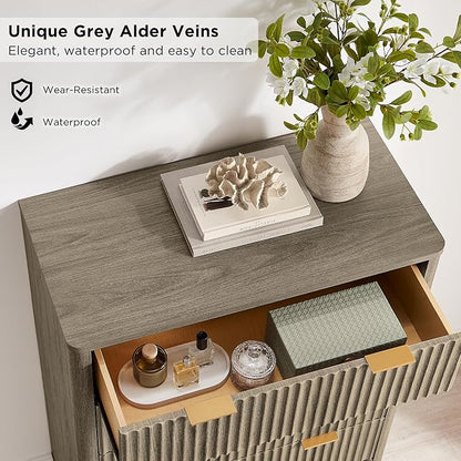 T4TREAM Fluted 5 Drawers Dresser, Curved Profile Design, Wood Drawer Organizer - Image 5
