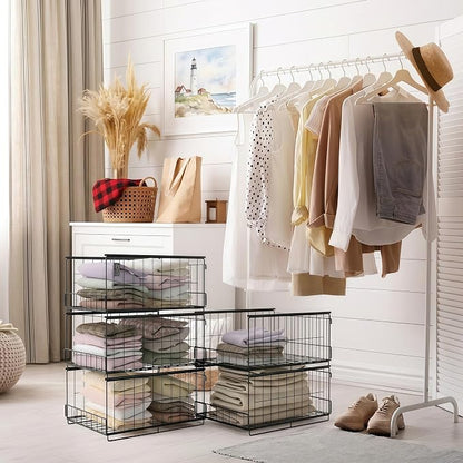 4-Tier Stackable Closet Organizer and Storage Shelves, Sturdy Metal Clothing - Image 2