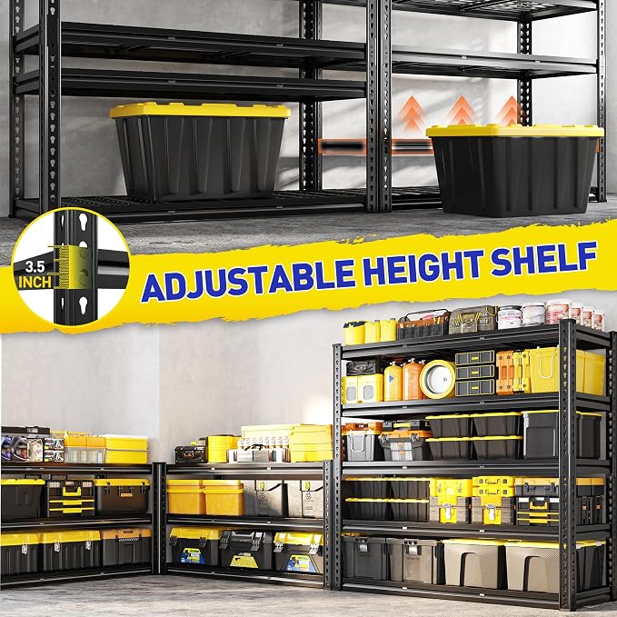 REIBII 48" W Garage Shelving, 5-Tier Storage Shelves Load 3030LBS, Adjustable - Image 8