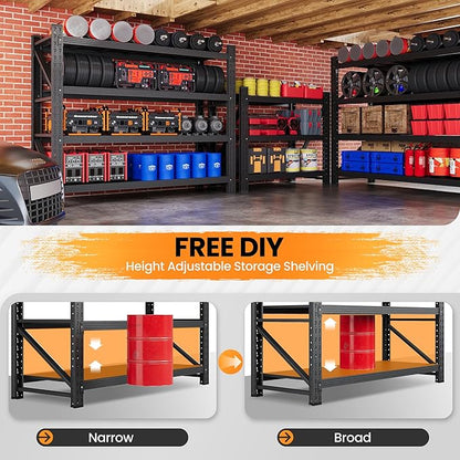 48" W Metal Storage Shelves Heavy Duty, 3000LBS Garage Shelving Units, 4 Tier - Image 5