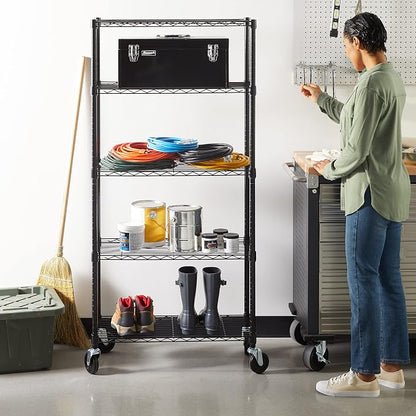 Amazon Basics 5-Shelf Adjustable, Heavy Duty Storage Shelving Unit on 4'' Wheel - Image 6