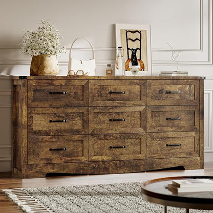 9-Drawer Dresser for Bedroom, Modern Wooden Chest of Drawers by BORNOON