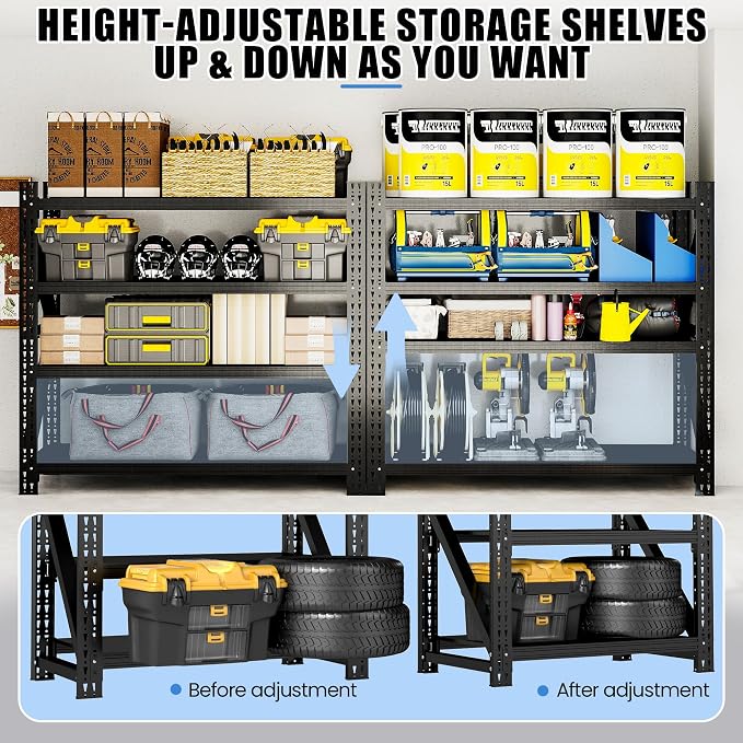 Heavy Duty Garage Storage Shelves 5000LBS Capacity, 4-Tier Large Industrial - Image 5