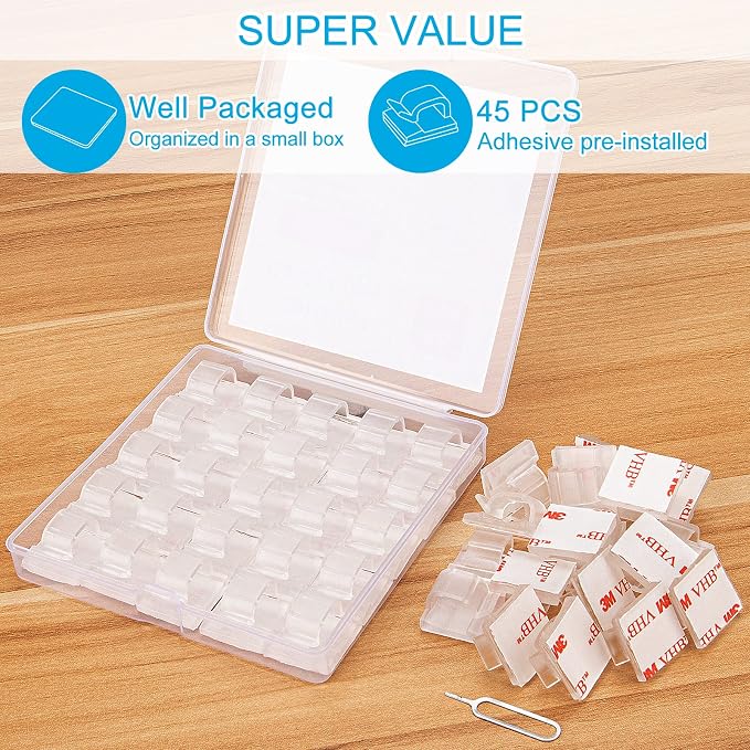 Adhesive Cable Clips Cord Organizer Clear, Outdoor Light Clips - Image 2