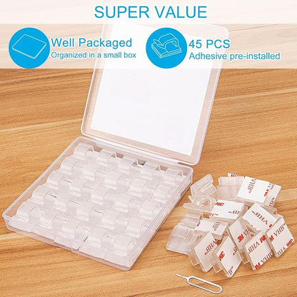 Adhesive Cable Clips Cord Organizer Clear, Outdoor Light Clips - Image 2