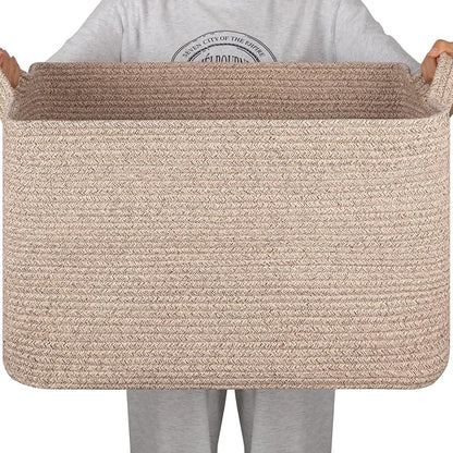 95L Large Storage Basket, Cotton Rope Woven Blanket Basket, Toy Storage by SIXDOVE