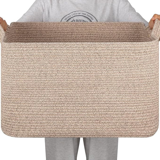 95L Large Storage Basket, Cotton Rope Woven Blanket Basket, Toy Storage by SIXDOVE