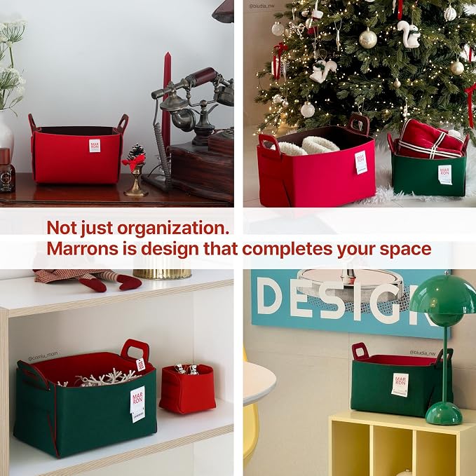 Collapsible Red Choco Felt Storage Bin Small 11"x7.1"x7.1" – Foldable Basket - Image 4
