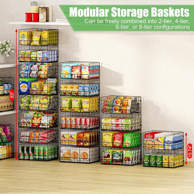 JKsmart 8-Tier XXL Stackable Wire Basket, Pantry Organizers and Storage | - Image 6