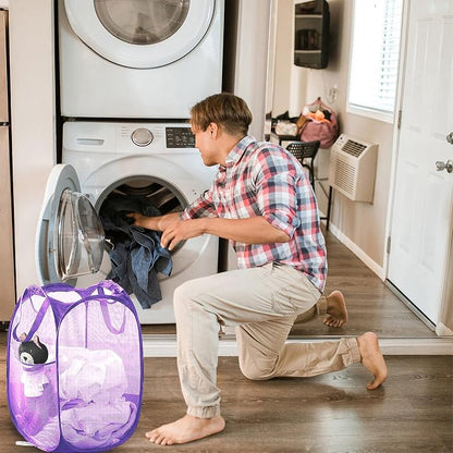 Collapsible Pop Up Laundry Hamper, Extra Large Mesh Foldable Laundry Basket Bag - Image 2