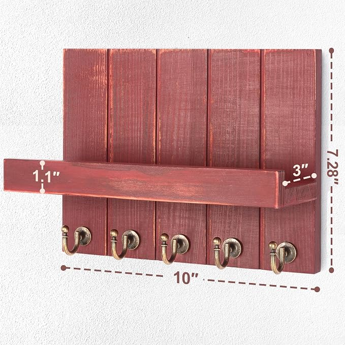 Rebee Vision Pine Wood Key Holder Wall Mount – Rustic Key Holder - Image 2