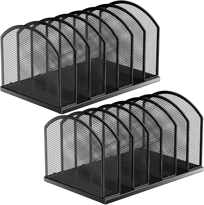 2 Pack 7-Section Metal Upright File Sorter Organizer，Office Small Letter Sorter - Image 8