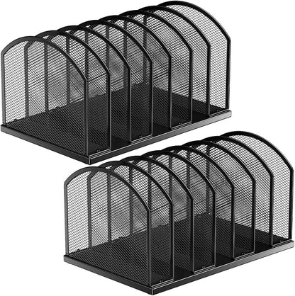 2 Pack 7-Section Metal Upright File Sorter Organizer，Office Small Letter Sorter - Image 8
