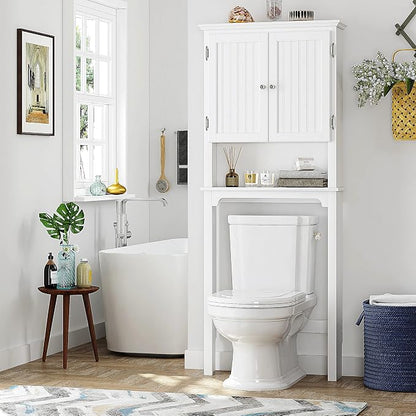 UTEX Over The Toilet Storage Cabinet, Adjustable Shelves, Anti-Tip Bracket - Image 3