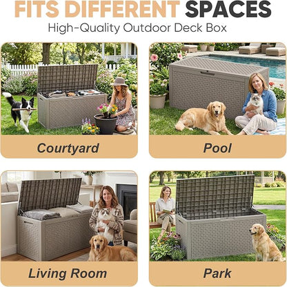 EasyUp 110 Gallon Deck Boxes Outdoor Waterproof, Resin Outside Storage Box - Image 7