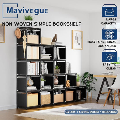 Mavivegue Bookcase, 18-Cube Extra Large Book Shelf, DIY Cube Storage Organizer - Image 9