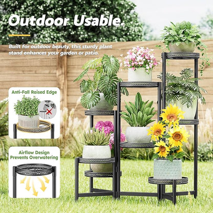 Black Stand Plants, 8-Tier Metal Plant Stands - Image 6