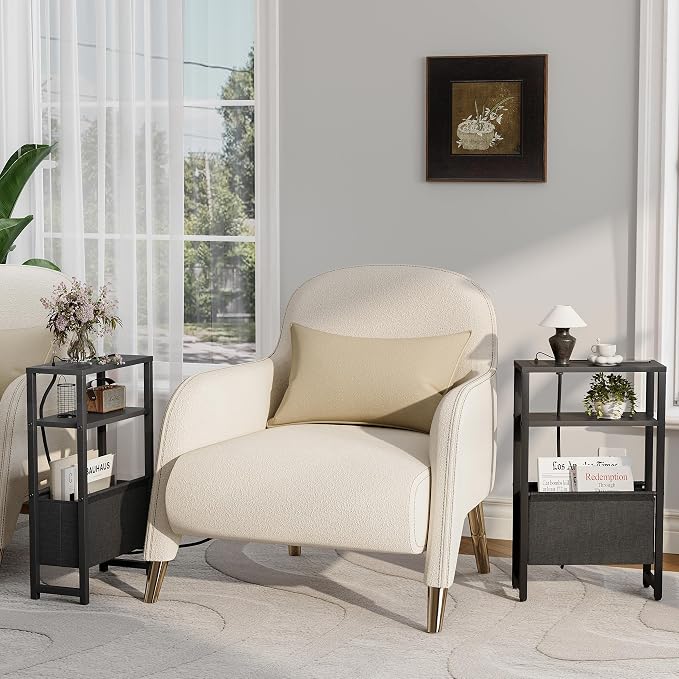 Narrow Side Table with Charging Station, Slim End Table with Magazine Rack - Image 8