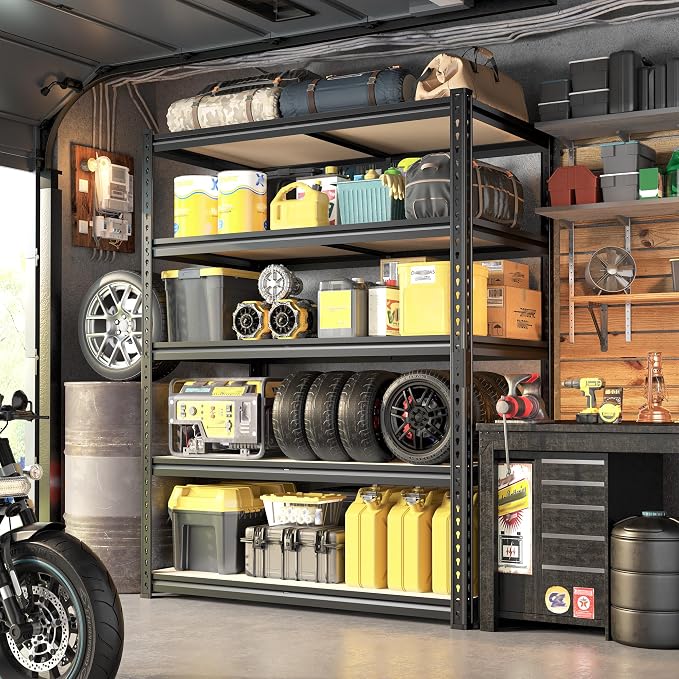 72" H Garage Shelving, 5 Tier Storage Shelves Load 2500 lbs, Adjustable Garage - Image 2
