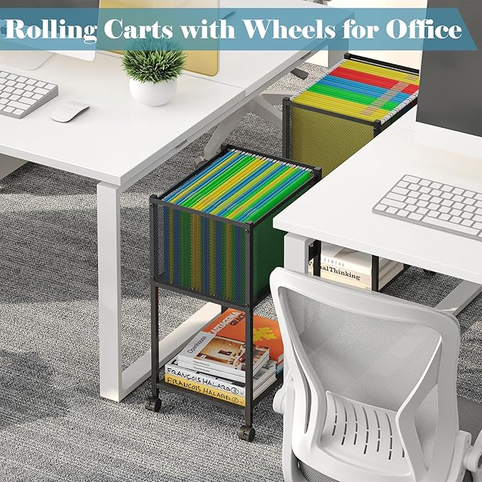 Sbanmao Letter/Legal Rolling File Cart, Narrow Mobile File Cabinet - Image 4