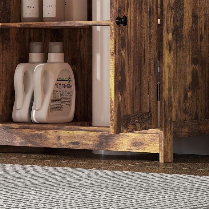 HOMCOM Under Sink Bathroom Cabinet, Pedestal Sink Storage Cabinet - Image 9