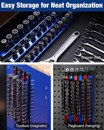 WORKPRO Magnetic Socket Organizer, 1/2" Drive Aluminum Alloy Socket Holder - Image 8