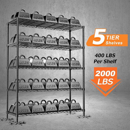 Storage Shelves Heavy Duty, 5-Tier Adjustable Metal Industrial Utility Shelf - Image 3
