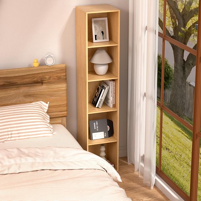 5 Cube Storage Organizer, 5 Tier Vertical Cube Bookcase Freestanding Storage - Image 2