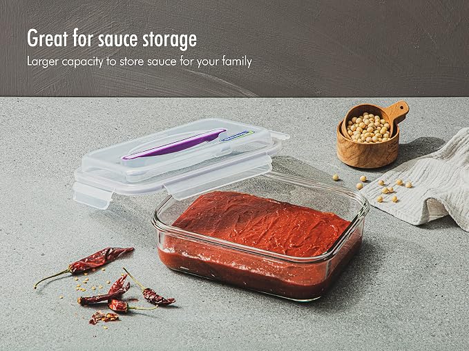 GLASSLOCK 125 Oz Glass Food Storage set of 2 – Large Capacity, Airtight & - Image 7