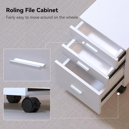 3 Drawer Mobile File Cabinet on Wheels, Classroom Organization, Printer Stand - Image 5