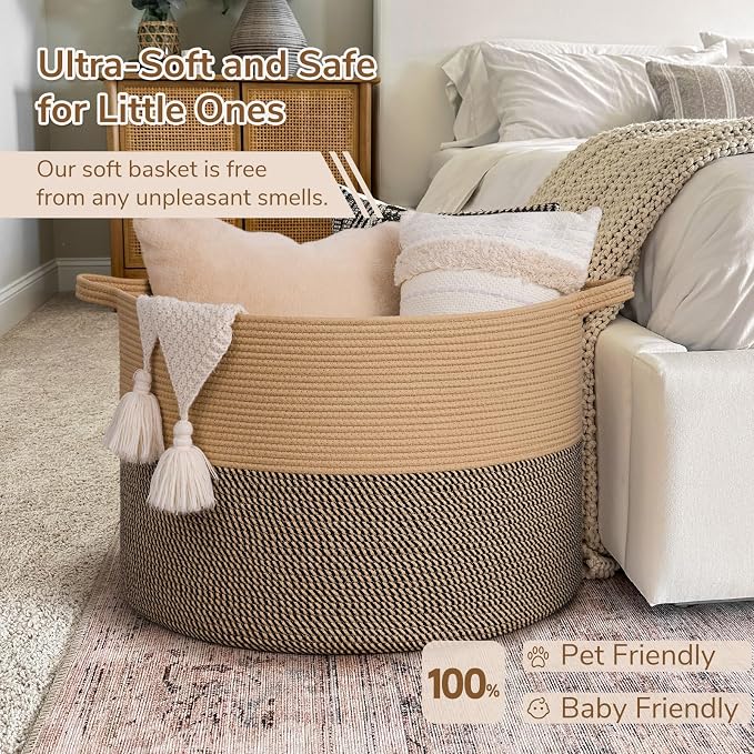 INDRESSME 115L Extra Large Blanket Basket, Woven Baskets - Image 5