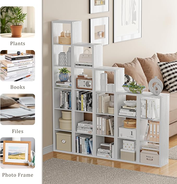 Tall Cube Storage Organizer Bookcase, 5 Tier 11 inch Open Back Cubical Shelf - Image 7