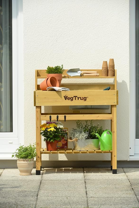 VegTrug® Deluxe Potting Bench, Natural | Potting station, garden work surface - Image 4