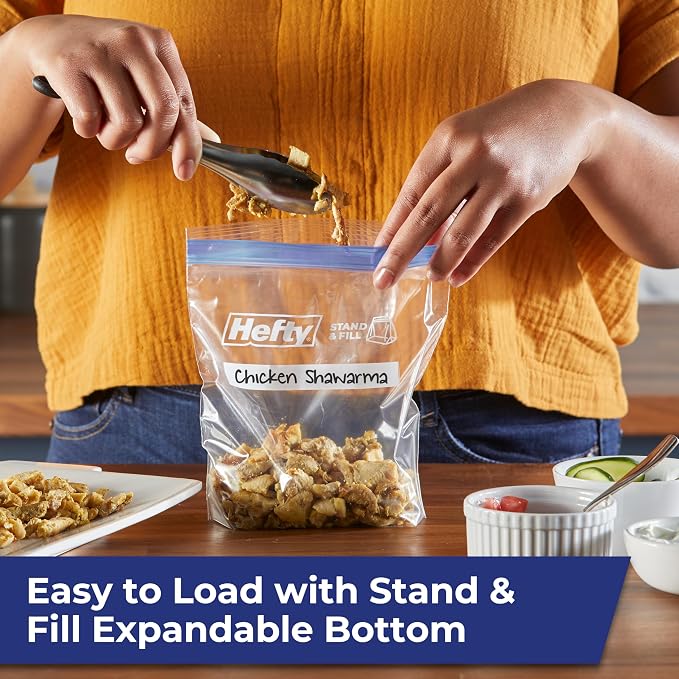 Hefty Press to Close Plastic Freezer Bags, Quart Size - Image 6