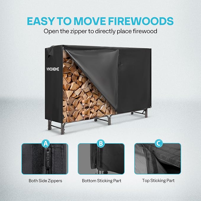 VIVOHOME 6ft Heavy Duty Indoor Outdoor Firewood Storage Log Rack - Image 3