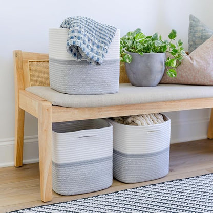 NaturalCozy Storage Cubes 11 Inch Cotton Rope Woven Baskets - Image 7