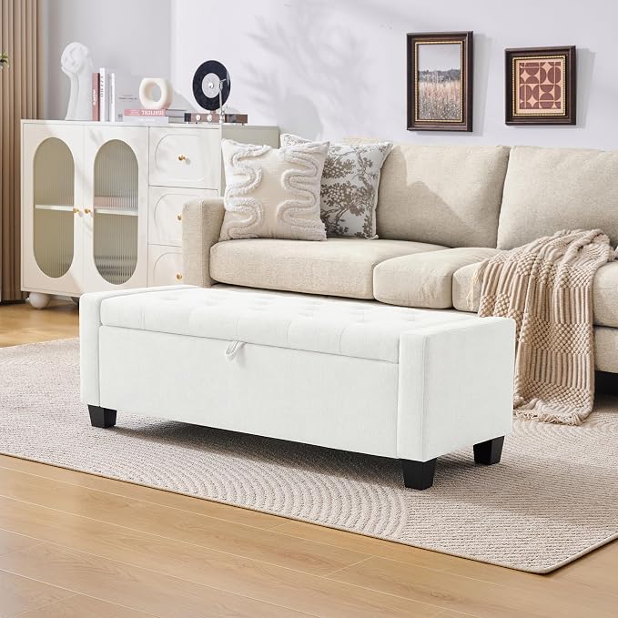 Huatean Home 43" Ottoman with Storage, Upholstered Entryway Bench with Seating - Image 9