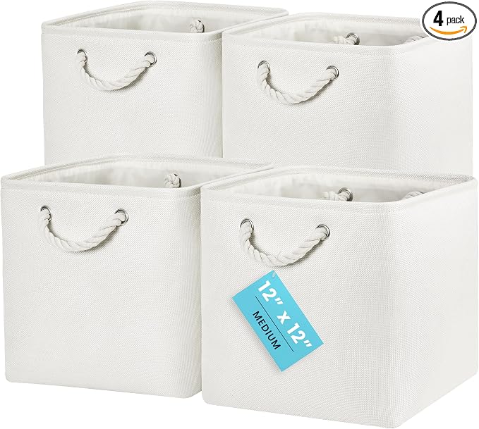 OrganiHaus 12x12 Cube Storage Bins 4 Pack, Foldable Cube Storage Organizer w/ by OrganiHaus