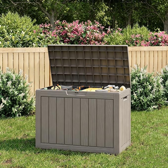 KAMABOKO 55 Gallon Outdoor Storage Box, All-Weather Resin Deck Box Outdoor by KAMABOKO