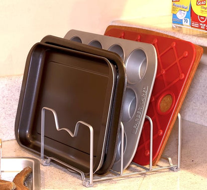 Simple Houseware Kitchen Cabinet Pantry and Bakeware Organizer Rack Holder - Image 4