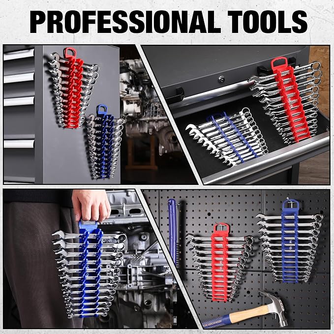 WORKPRO 2-Pack Magnetic Wrench Organizer, 12-Piece Gripper Wrench Holder - Image 7