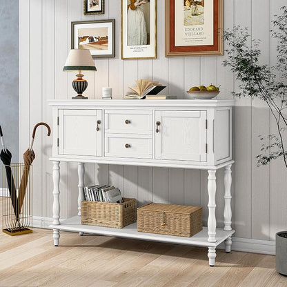 ARTPOWER Console Table with 2 Drawers, Retro Entryway Table with 2 Door by PowerofArtBetterforLife