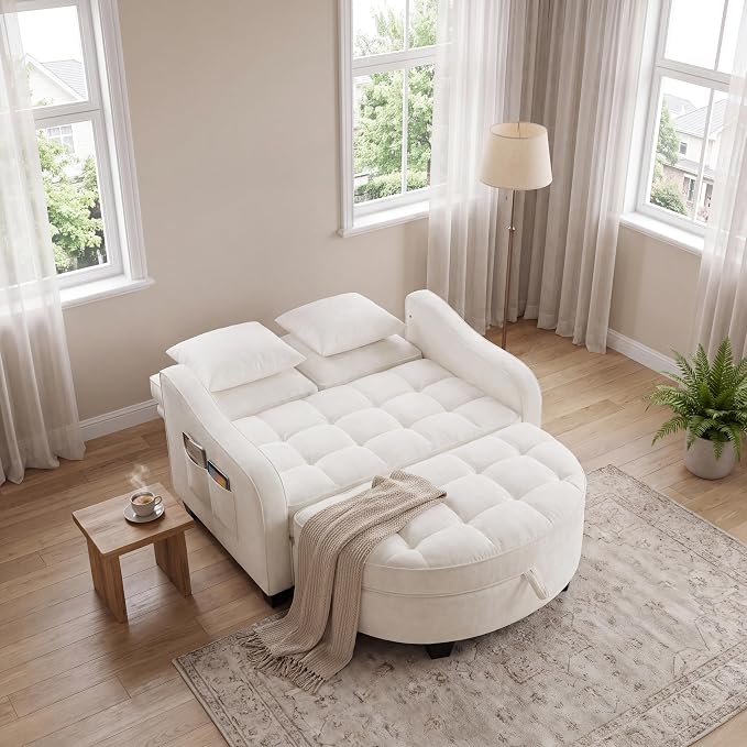 ERYE Chenille Tufted Loveseat Sofa and Ottoman Set, Tufted Recliner Sleeper - Image 5