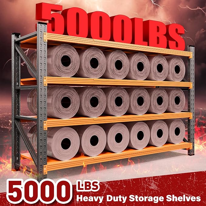 71.3" Wide Heavy Duty Garage Shelving Units, 5000LBS Deep Storage Shelves - Image 3