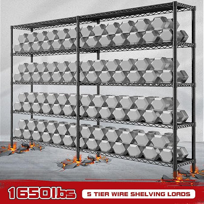 REIBII 73''W Storage Shelves Load 1650 LBS Metal Shelving 5-Tier Wire Shelving - Image 4