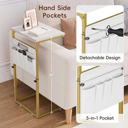Vagusicc C Shaped End Table, Adjustable Height Small Couch Side Table - Image 9