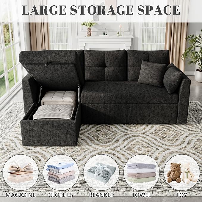Huatean Home Sleeper Couch Sofa, Sectional Sleeper Sofa Bed - Image 5