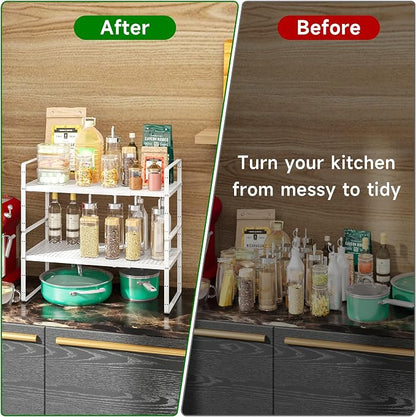 Expandable Kitchen Cabinet Shelf Organizer Rack Heavy Duty Metal Spice Rack - Image 5