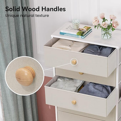 Fabric Dresser for Bedroom, Wide 7-Drawer Tall Vertical Tower | Wooden Top - Image 6