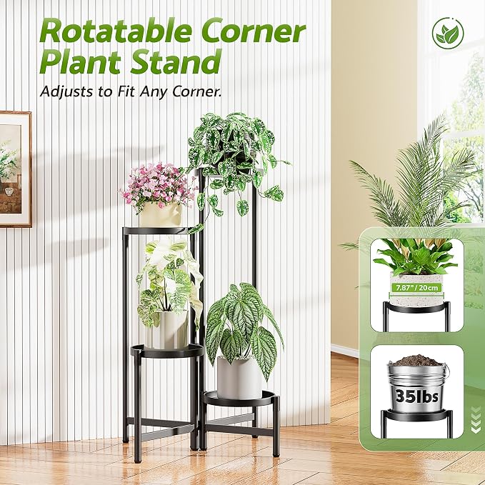 Tiered Plant Stand Indoor for Multiple Large Planter, 4 Tier Metal Corner Plant - Image 4